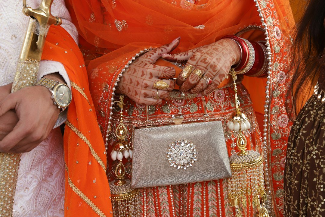 A close up of a person in a wedding dress