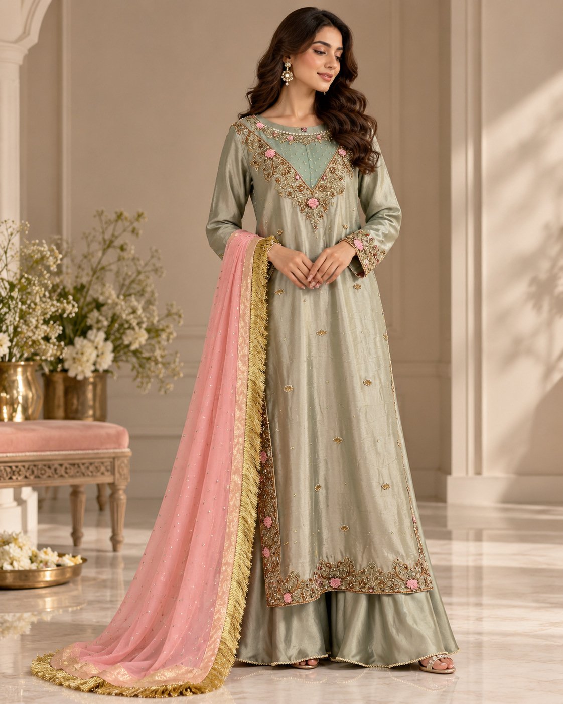 Grey Mist — Handworked Pakistani 3-Piece Statement Ensemble