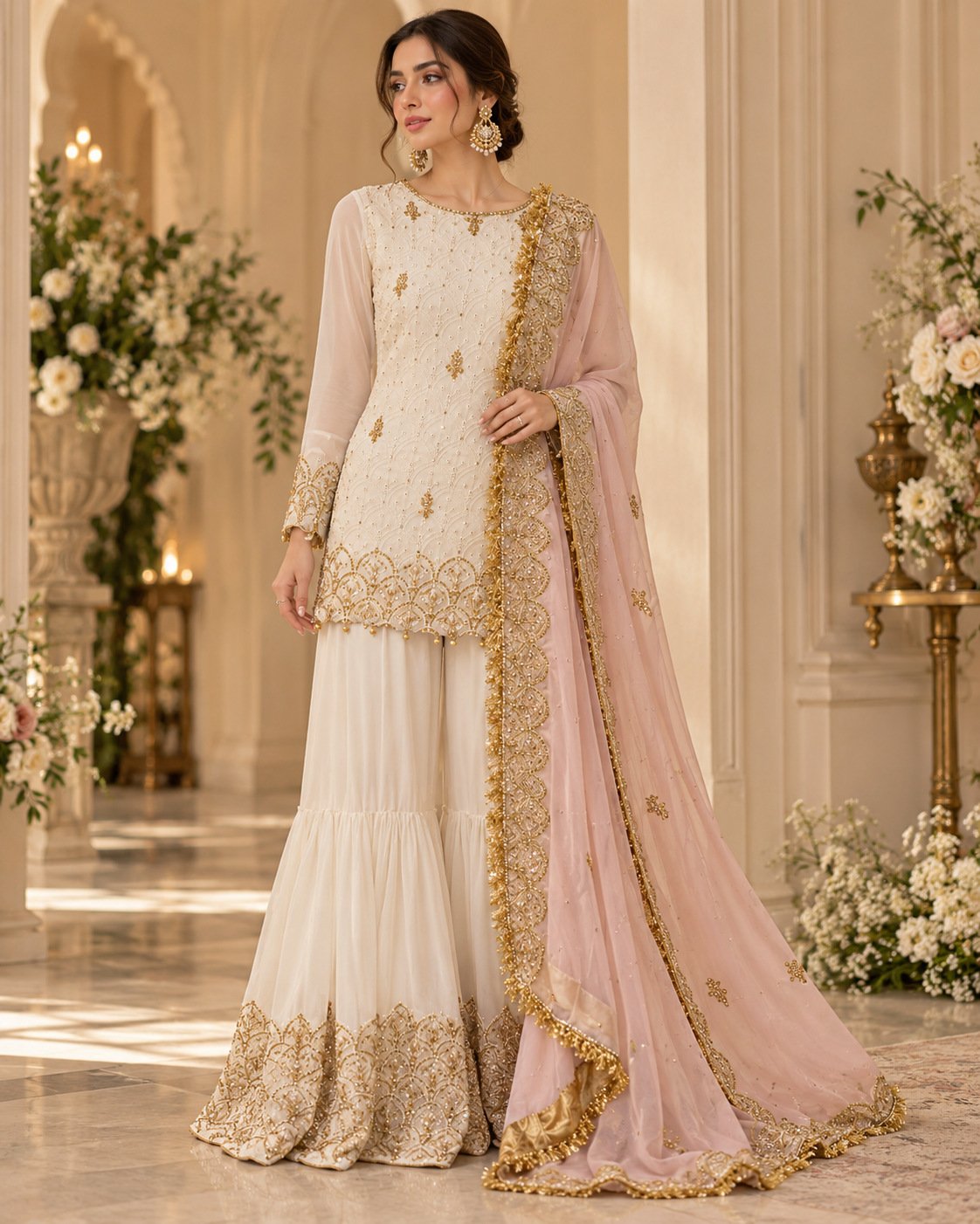 Ivory Blush — Hand-Embroidered Pakistani 3-Piece Ensemble